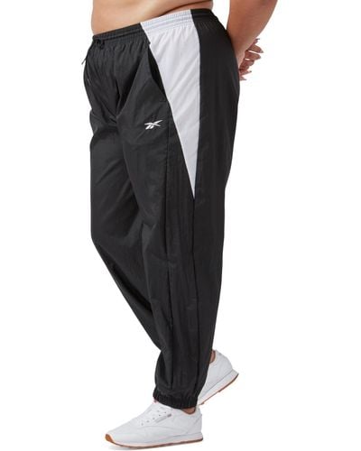 Reebok Plus Size Pull-on Logo Woven Track Pants - Black