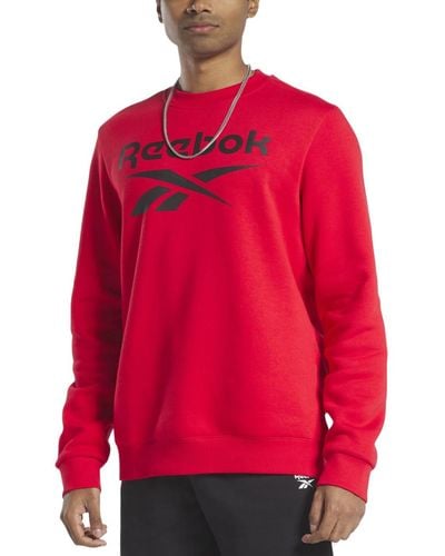 Reebok Identity Fleece Stacked Logo Crew Sweatshirt - Red