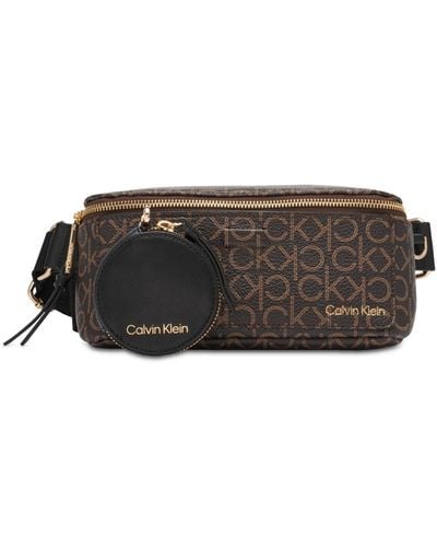Calvin Klein Garnet Signature Convertible Tote Bag in Brown