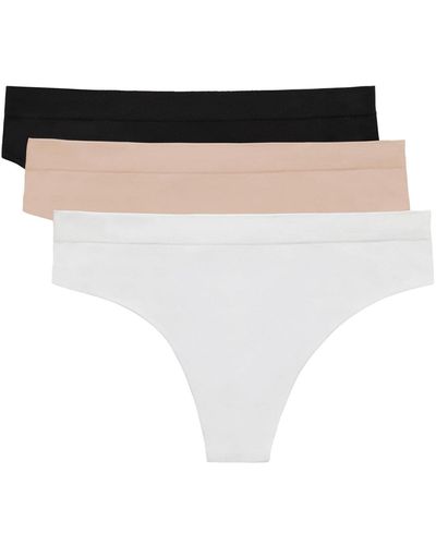 On Gossamer Cabana Cotton Seamless Thong Underwear 3-pack G2283p3 - White
