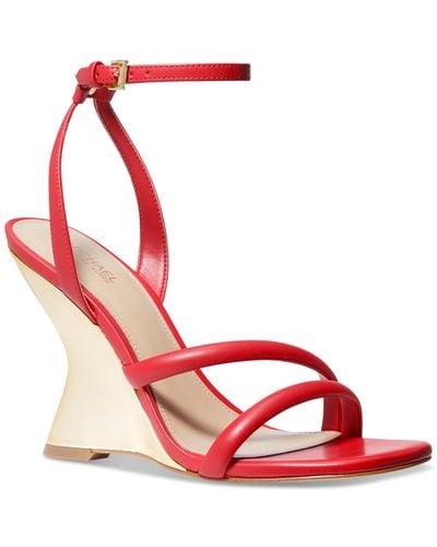 Michael Kors Michael Nadina Ankle-strap Wedge Sandals - Red