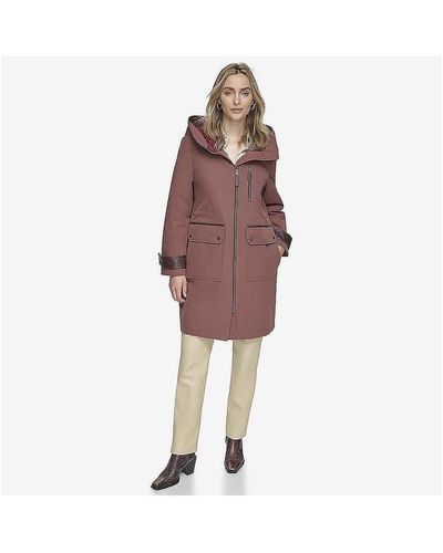 Andrew Marc Gemas Lightweight Parka Coat With Matte Shell And Faux Leather Details - Multicolor