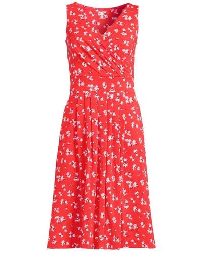 Lands' End Petite Fit And Flare Dress - Red