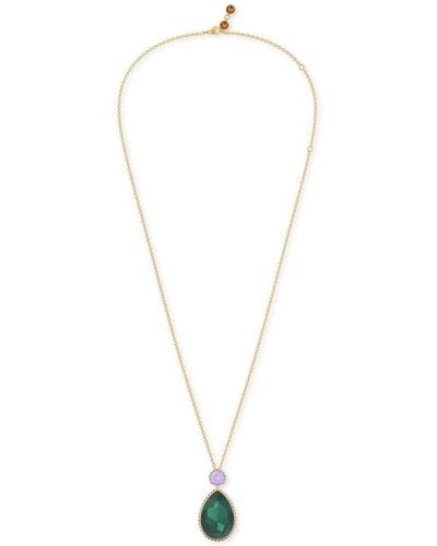 Swarovski Gold-tone Orbita Reversible Crystal Long Pendant Necklace - White