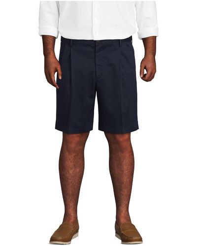 Lands' End Big & Tall Comfort Waist Pleated 9" No Iron Chino Shorts - Blue