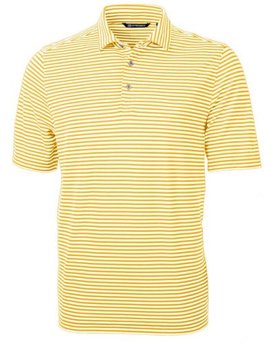 Cutter & Buck Big & Tall Virtue Eco Pique Stripe Recycled Polo Shirt - Yellow