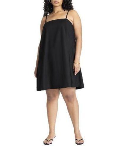 Eloquii Plus Size Relaxed Square Neck Mini Dress - Black