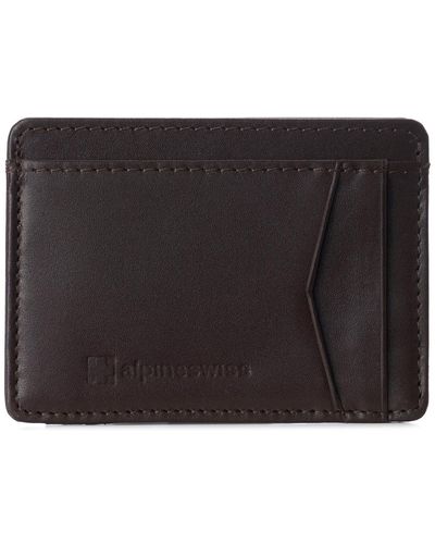 Alpine Swiss Rfid Safe Front Pocket Wallet Smooth Leather Slim Card Holder - Black