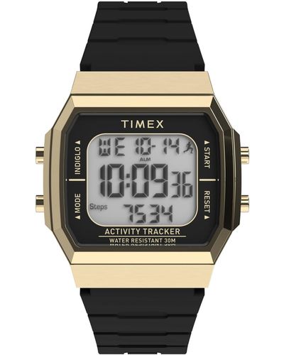 Timex Activity Tracker Digital Black Silicone Strap 40mm Octagonal Watch