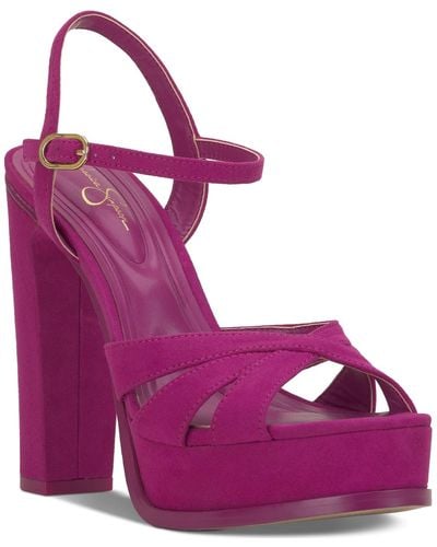 Jessica Simpson Giddings Ankle-strap Block Platform Sandals - Purple