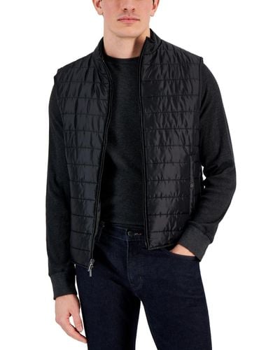 Alfani Quilted Zip-front Nylon Vest - Black