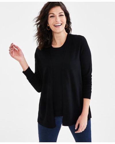 Style & Co. Open Front Cardigan Sweater - Black