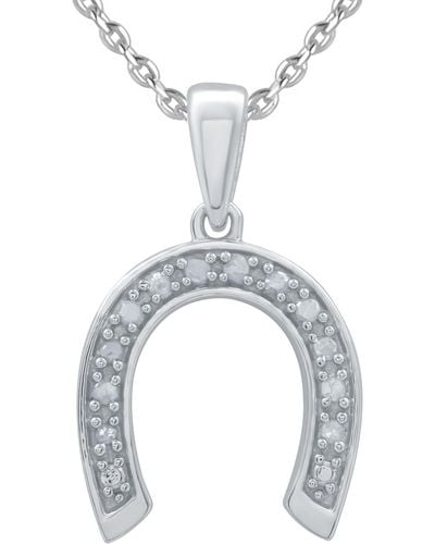 Macy's Diamond Horseshoe Pendant Necklace (1/10 Ct. T.w. - Metallic