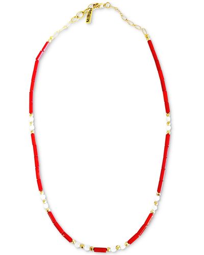 Minu Jewels Gold-tone Red Stone & Moonstone Statement Necklace