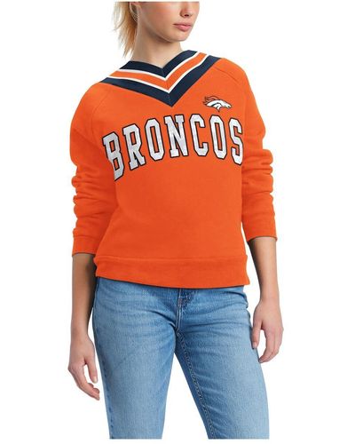 Tommy Hilfiger Denver Broncos Heidi V-neck Pullover Sweatshirt - Orange
