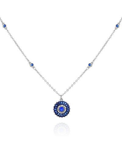 Tahari Clear Glass Stone Pendant Charm Necklace - Blue