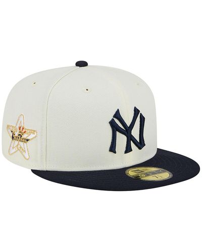 KTZ Stone And Navy New York Yankees Retro 59fifty Fitted Hat - White