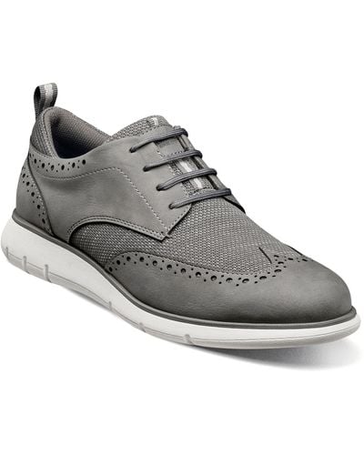 Nunn Bush Stance Knit Wingtip Oxford Shoes - Gray