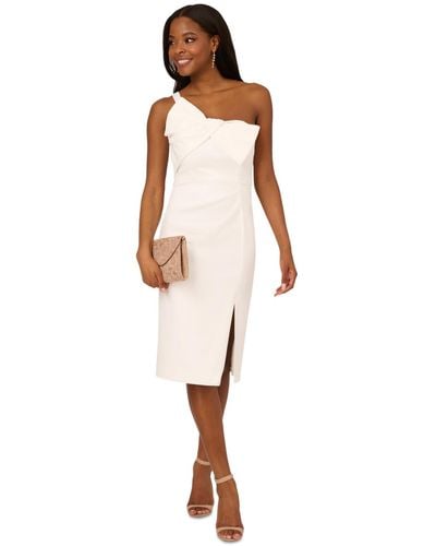 Adrianna Papell Bow-front One-shoulder Dress - White