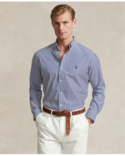 Polo Ralph Lauren Classic-fit Striped Stretch Poplin Shirt - Blue