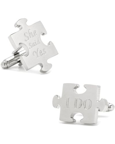 Cufflinks Inc. Wedding Puzzle Pieces Cufflinks Pair - White