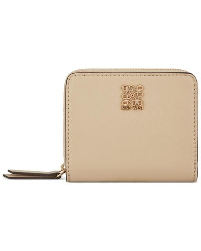 Nine West Grid 9 Small Leather Good Mini Zip Around Wallet - Natural