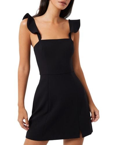 French Connection Whisper Ruffle-strap Dress - Black
