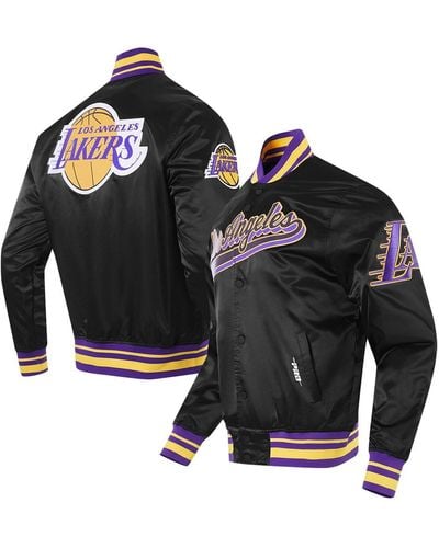 Pro Standard Los Angeles Lakers Script Tail Full-snap Satin Varsity Jacket - Black