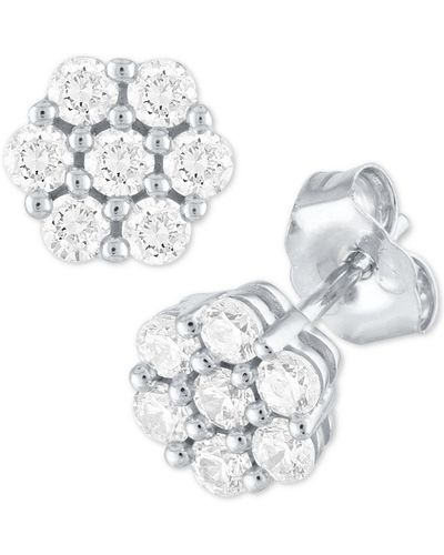 Forever Grown Diamonds Diamond Cluster Stud Earrings (1/2 Ct. T.w. - Metallic