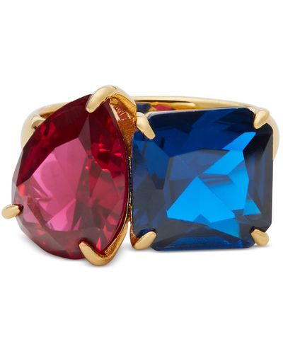 Kate Spade Gold-tone Double Color Crystal Ring - Blue