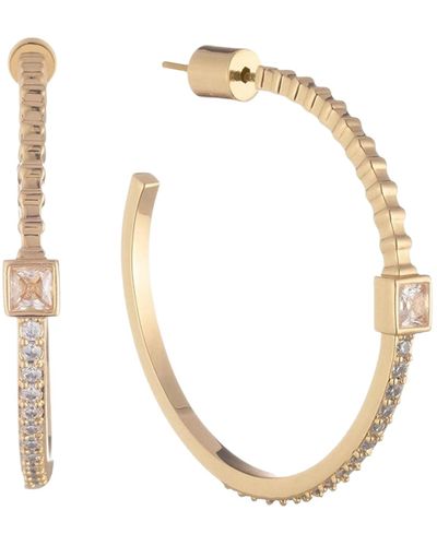 Bonheur Jewelry Maud Crystal Hoop Earrings - Metallic