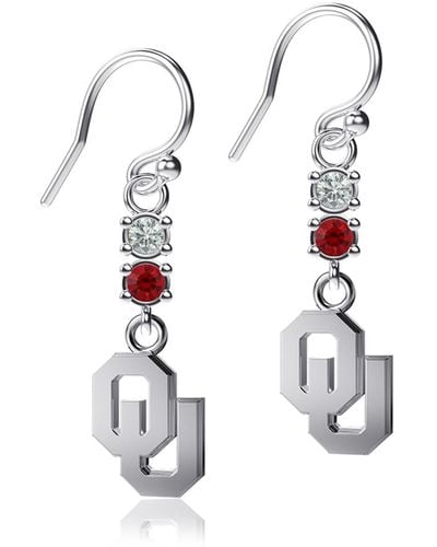 Dayna Designs Oklahoma Sooners Dangle Crystal Earrings - White