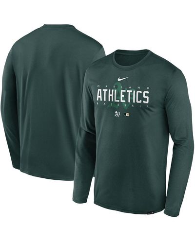 Nike Oakland Athletics Authentic Collection Team Logo Legend Performance Long Sleeve T-shirt - Green