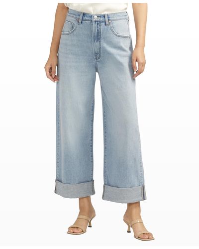 Silver Jeans Co. baggy Mid Rise Wide Leg Cropped Jeans - Blue