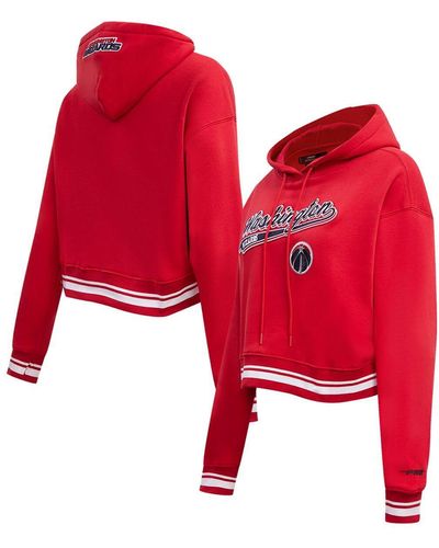Pro Standard Washington Wizards Script Tail Cropped Pullover Hoodie - Red