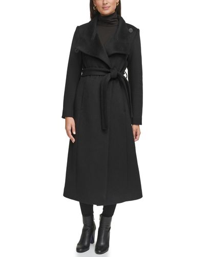 Kenneth Cole Belted Maxi Wool Coat - Black