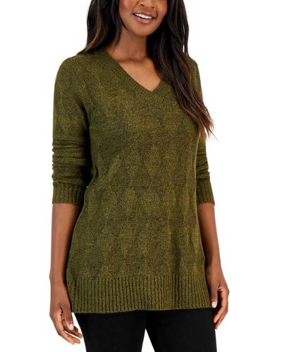 Karen Scott Turbo Box-stitch Sweater - Green