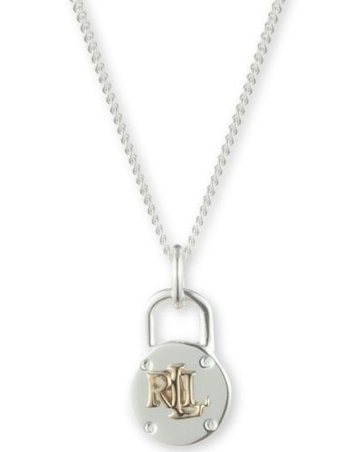 Ralph Lauren Lauren Padlock Logo Choker Pendant Necklace - Metallic