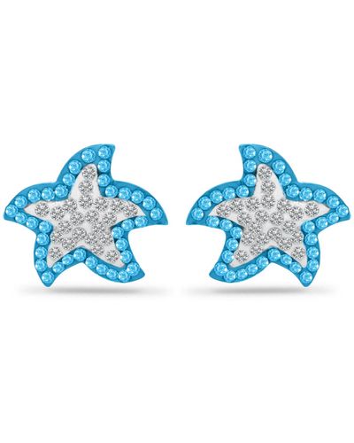 Giani Bernini Crystal Star Fish Sterling Silver Stud Earrings - Blue