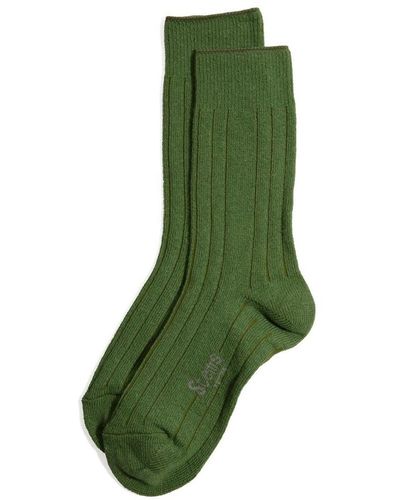 Stems Lux Cashmere Wool Crew Socks - Green
