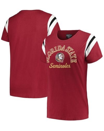 Profile Florida State Seminoles Plus Size Striped Tailgate Crew Neck T-shirt - Red