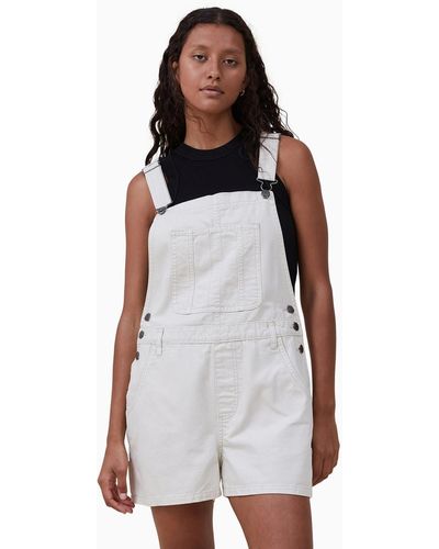 Cotton On Utility Canvas Overall Shorts - White