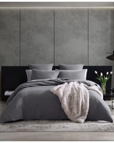 Vera Wang Solid Textured Pleats Jacquard Duvet Cover Sets Collection - Gray