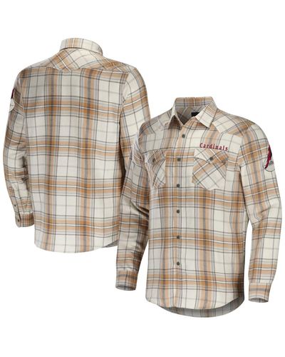 Fanatics Nfl X Darius Rucker Collection By Arizona Cardinals Flannel Long Sleeve Button-up Shirt - Natural