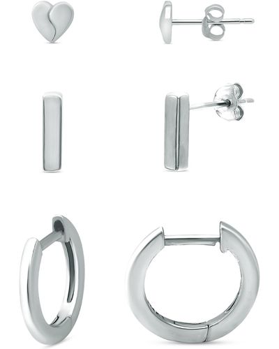 Giani Bernini 3-pc. Set Stud & huggie Hoop Earrings - White