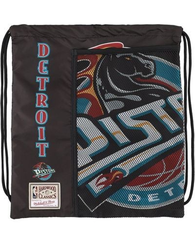 Mitchell & Ness And Detroit Pistons Hardwood Classics Team Logo Cinch Bag - Black