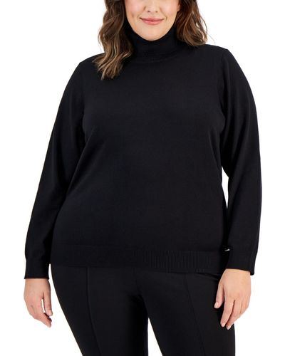 Calvin Klein Plus Size Turtleneck Sweater - Black