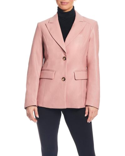 Sanctuary Faux Leather Single-breasted Blazer Jacket - Pink