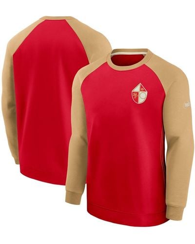 Nike Scarlet And Gold-tone San Francisco 49ers Historic Raglan Crew Performance Sweater - Red