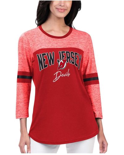 G-III 4Her by Carl Banks New Jersey Devils Play The Game 3/4-sleeve T-shirt - Red